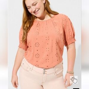 TORRID Abbey Challis Eyelet Back Cutout Top